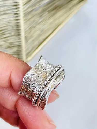 Miniatura 68 de Boho Spinner Ring, Mothers Day Gift, Silver 925 Women Ring, Sterling Silver 925 Ring, Fidget Spinner Ring,Women Silver Anxiety Ring