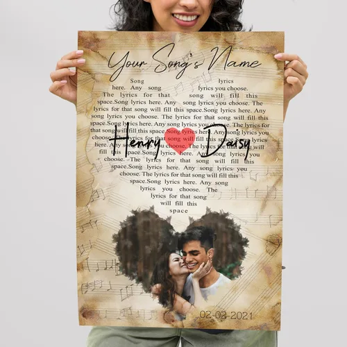 Miniatura 4 de H-DEWALL Póster personalizado de letras de canciones, regalos románticos para él, artista de canción, póster personalizado, música, crea fotos, tu