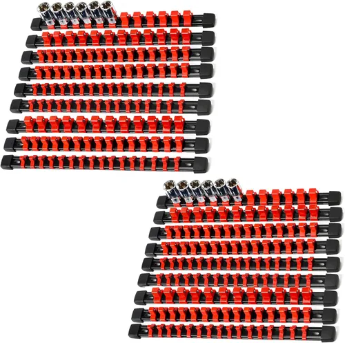Miniatura 10 de Reniteco Organizador de enchufes de 3 piezas, unidad de 3/8 pulgadas x 45 clips, soporte de enchufe de ABS resistente con tapas de extremo Negro