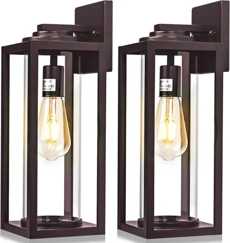 Miniatura 15 de FILIYANO Luces de Pared Grandes para Exteriores de 16 Pulgadas - Paquete de 2 Luminarias Exteriores Modernas Negras con Pantalla de Vidrio