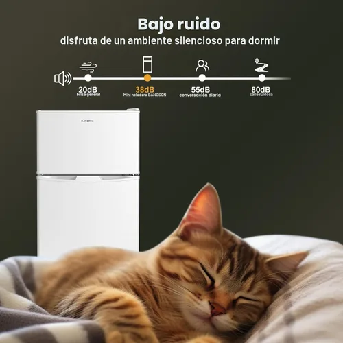 Miniatura 5 de BANGSON - Mini refrigerador con congelador, refrigerador pequeño de 2 puertas con congelador, mini refrigerador para dormitorio, 3.2 pies cúbicos