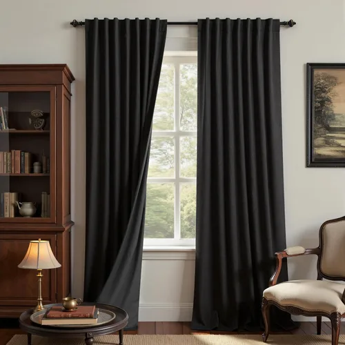 Miniatura 108 de KOUFALL - Cortinas de medio estilo francés de lino para ventana, juego de 2 cortinas cortas de 40 pulgadas de longitud, para privacidad, cortinas