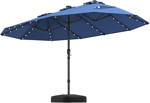 Miniatura 14 de Tangkula Sombrilla solar de doble cara de 13 pies para patio, sombrilla individual extragrande para exteriores con 36 luces LED, parte superior Beige