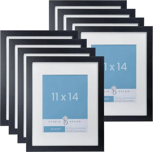 Miniatura 9 de Studio Decor Belmont portarretratos negro de 5 x 7 pulgadas con paspartú de 4 x 6 pulgadas, accesorios para colgar prefijados, pantalla horizontal