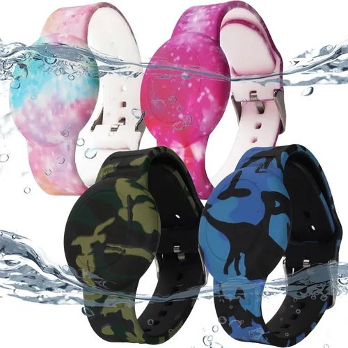 Miniatura 11 de Paquete de 2 pulseras impermeables AirTag para niños, pulsera impresa oculta para Apple AirTag, funda de silicona para AirTag y rastreador