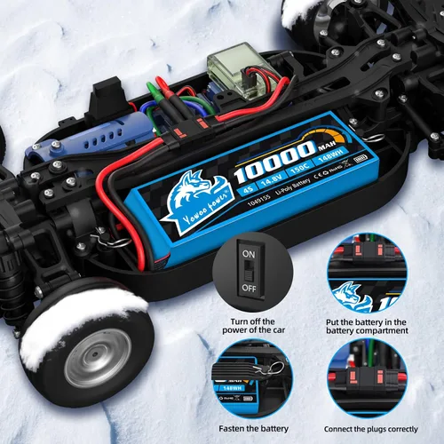 Miniatura 2 de Yowoo - Batería Lipo 4S de 10000 mAh, 14.8 V, 150C, conector QS8, batería de grafeno Lipo con placas de metal compatible con modelos Xmaxx RC Car