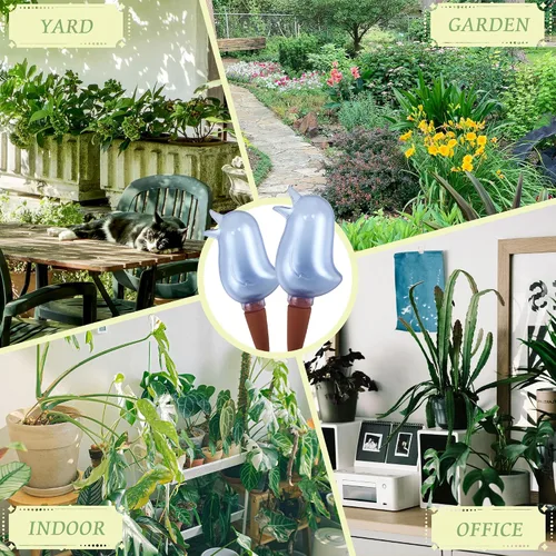 Miniatura 6 de Paquete de 4 picos de riego automático, globos de riego para plantas de interior, picos de riego automático en forma de pájaro, dispositivos de Azul