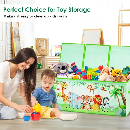 Miniatura 6 de Cofre de Juguetes Grande Organizador con Tapa Abatible para Niños, Caja de Almacenamiento de Juguetes Oxford Plegable con Asas para Niños y Niñas