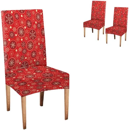 CAPSCEOLL Christmas Dining Chair Covers,Snowflakes Festive Winter Pattern Stretch Chair Covers for Dining Room Set of 2 Washable Spandex Parson