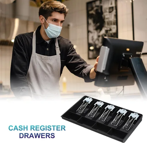 Miniatura 4 de PATIKIL Bandeja de dinero para caja registradora, bandeja de inserción de cajón, organizador portátil de caja de almacenamiento de dinero con clip
