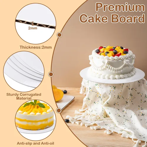 Miniatura 3 de 6 piezas de soportes para tartas, soportes para tartas blancos de 25,4 cm redondos, 100% cartón de grado alimenticio, soportes circulares