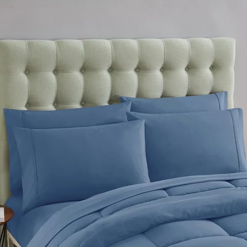 Miniatura 5 de Sweet Home Collection Juego de edredón de 7 piezas de color sólido para todas las estaciones, manta alternativa de plumón suave y lujosas sábanas