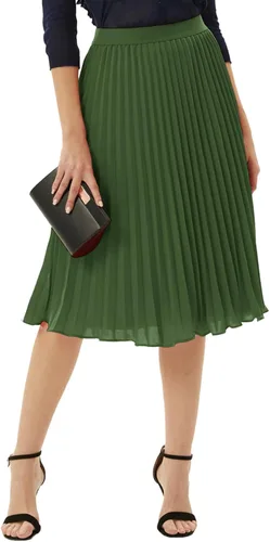 Miniatura 148 de GRACE KARIN - Falda plisada de gasa para mujer, con cintura alta y elástica, vuelo, corte acampanado y longitud por debajo de la rodilla