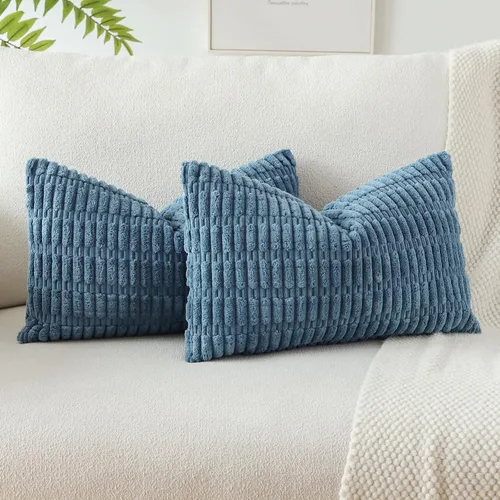 Miniatura 15 de OTOSTAR - Paquete de 2 fundas de cojín decorativas de pana suaves y a rayas estilo boho, fundas de cojín cuadradas para decoración del hogar, fundas