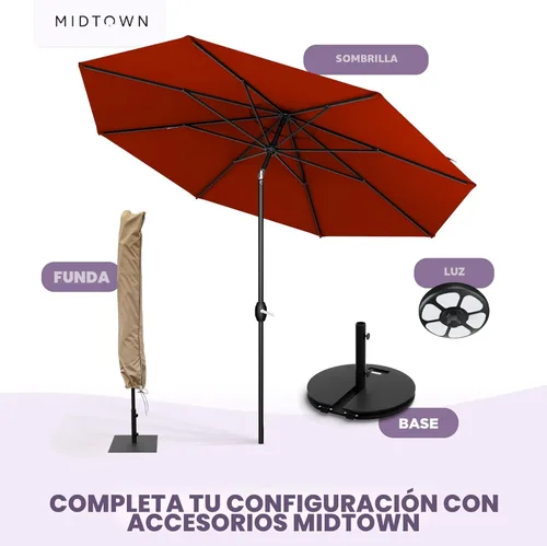 Miniatura 8 de Midtown Umbrellas 10 años sin decoloración, 6 pies, tela de poliéster roja a prueba de rayos UV, sombrilla para patio al aire libre, marco