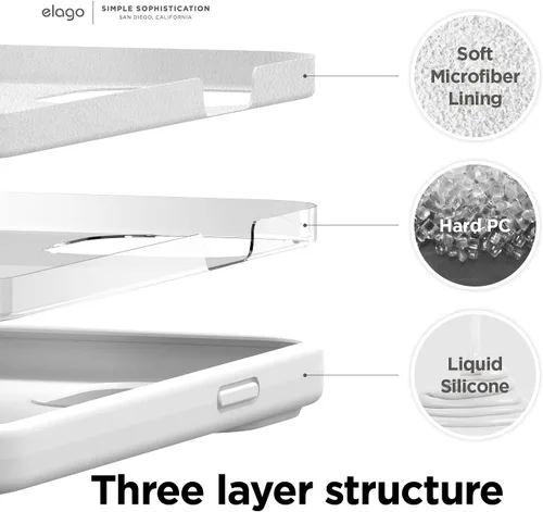 Miniatura 2 de elago Funda compatible con iPhone 13 Pro Max, de silicona líquida, protectora de cámara de cuerpo completo, a prueba de golpes, funda delgada