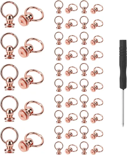 Miniatura 10 de 50 remaches de cabeza redonda con tornillo con destornillador para manualidades, cinturones de cuero, bolsos, teléfono, Cas (dorado)
