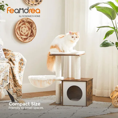 Miniatura 2 de FEANDREA Árbol pequeño para gatos para gatitos, torre moderna para gatos de interior, condominio para gatos con postes rascadores, cojines lavables