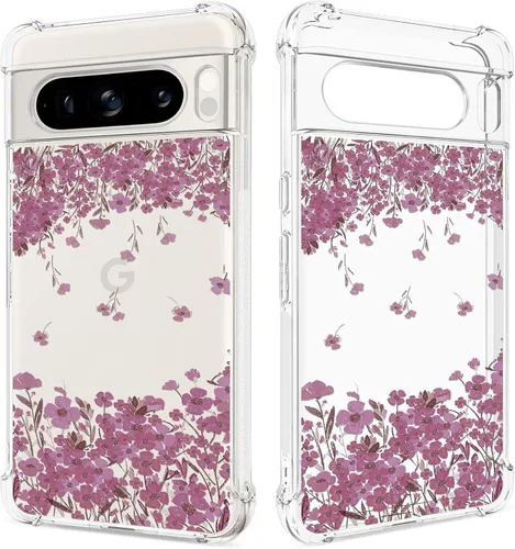 Miniatura 14 de Funda transparente floral para Pixel 8 Pro para mujeres/niñas, bonita funda de teléfono para Google Pixel 8 Pro, diseño de flores, delgada, suave