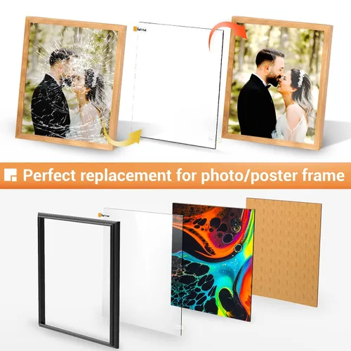 Miniatura 4 de Gartful Hojas de acrílico transparente de 0.079 in de grosor, paquete de 6 paneles de plexiglás con película protectora, tablero en blanco