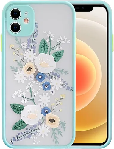Ownest compatible con la carcasa del iPhone 12 para la parte trasera de PC transparente esmerilado, 3D Floral, para Mujer y la carcasa suave de TPU