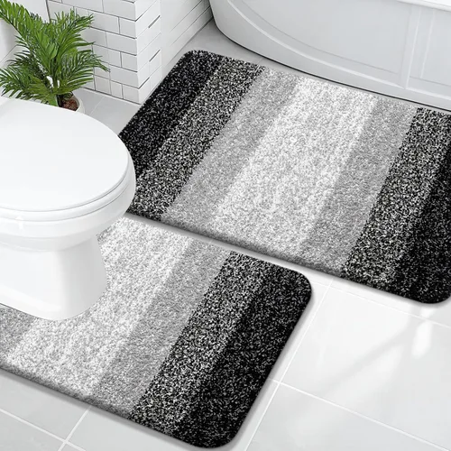 Miniatura 97 de OLANLY Juego de 2 alfombras de baño de microfibra suave y absorbente, antideslizantes, se pueden lavar y secar a máquina, alfombras de baño peludas