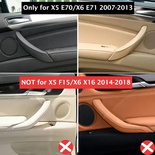 Miniatura 3 de Conjunto de manija de puerta de cuero para lado del pasajero izquierda/derecha, manija de repuesto para BMW X5 E70 X6 E71 E72 2007-2013