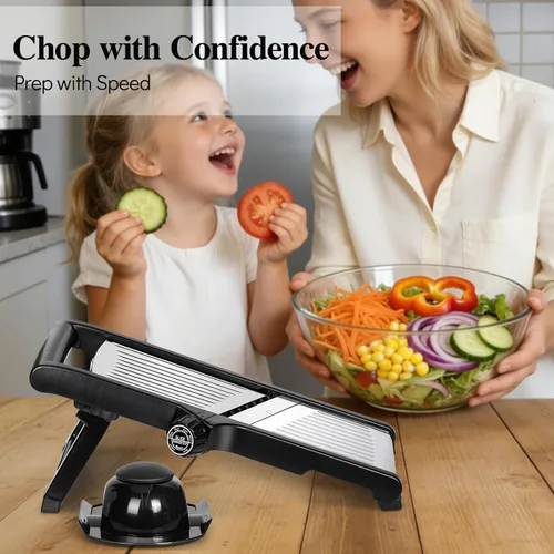 Miniatura 7 de MASTERTOP Rebanadora Mandolina de Acero Inoxidable Ajustable para Cocina. Rebanador de Vegetales, Cebolla, Papa, Fruta, Patatas Fritas, Cortador
