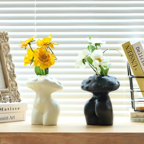Miniatura 6 de GUGUGO Jarrón de Cuerpo de Seta para Flores, Decoración Divertida de Seta, Jarrones de Forma de Dama para Flores, Decoración Única y Linda de Cabeza