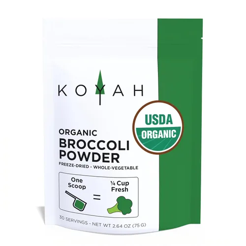 KOYAH - Polvo de brócoli orgánico cultivado en Estados Unidos (1 cucharada equivalente a 1/4 taza fresca): 30 cucharadas, liofilizado, polvo de