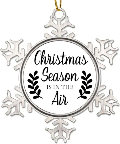Miniatura 10 de Adornos decorativos para colgar en la temporada de Navidad con citas divertidas de Navidad, adornos de copo de nieve de metal, regalo de Navidad