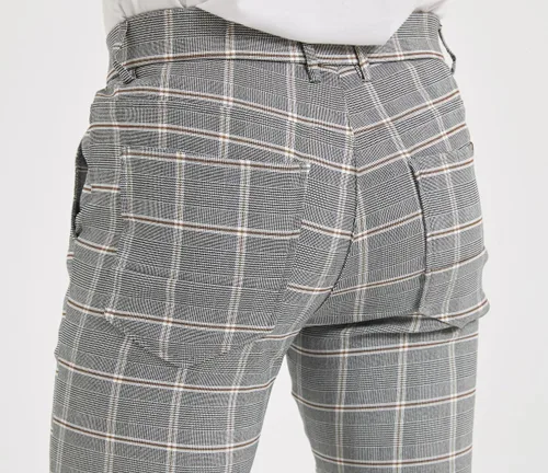 Miniatura 6 de Plaid&Plain Pantalones a cuadros para hombre, pantalones de vestir ajustados para hombre, pantalones chinos ajustados para hombre