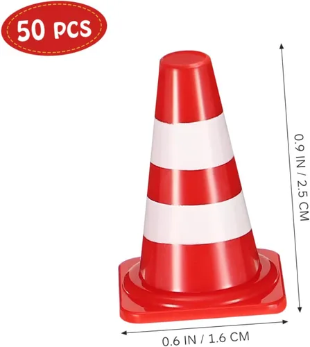 Miniatura 2 de balacoo 50 mini conos de tráfico, pequeña simulación roja de seguridad para tartas, decoración de tartas, jardín de infantes, señales de tráfico