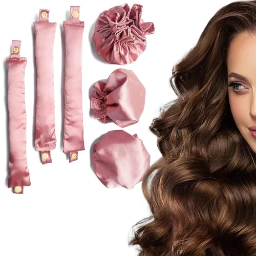 3 juegos/6 rizadores de cabello sin calor, sin calor, para rizos sin calor con gorras para el cabello, diadema suave sin calor para cabello largo,