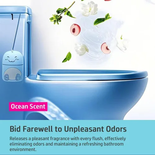 Miniatura 4 de 3 piezas de lindos frascos de limpiador de taza de inodoro en forma de dinosaurio, limpiador automático de cisterna de baño con aroma a océano