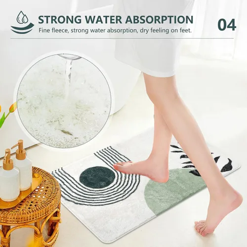 Miniatura 7 de APROPHIC Alfombras de baño bohemias de 17 x 24 pulgadas para decoración de baño, tapete de baño antideslizante de microfibra de felpa absorbente