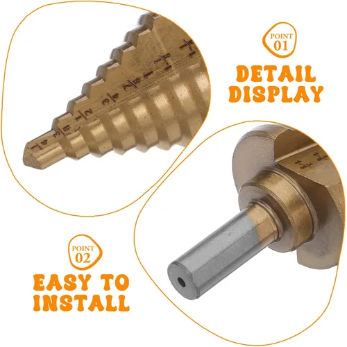Miniatura 3 de GARVALON High-Speed Steel Step Drill Bit Set 1/4" to 1-3/8" Tapered Cone Bits for Stainless Steel and Wood, Spiral Step Drill for Metalworking and