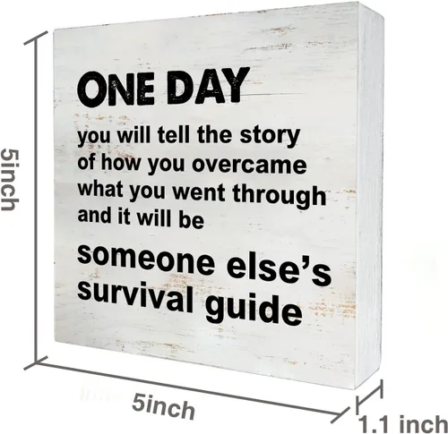 Miniatura 2 de Cartel de madera con texto en inglés «One Day You Will Tell the Story», decoración de escritorio de 5 x 5 pulgadas, letrero inspirador de madera