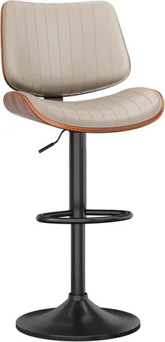 Miniatura 10 de YaFiti Adjustable Bar Stools, Modern Swivel PU Leather Counter Height Chairs with Backrest, Armless Kitchen Island Stools, Black 1 PCS
