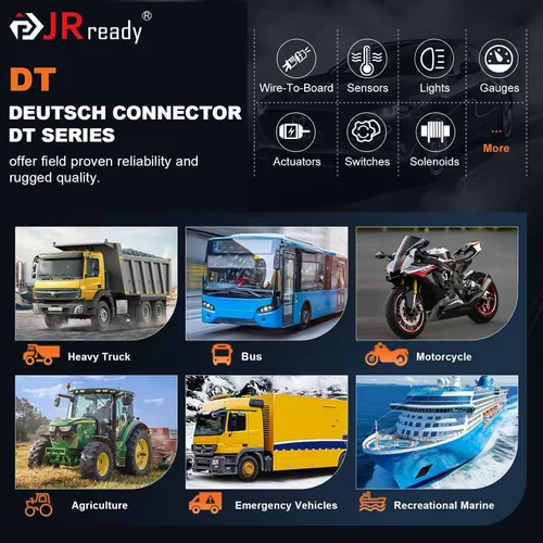 Miniatura 2 de JRready DW1009 Kit de conectores Deutsch, conectores DT grises de 2, 3, 4, 6, 8 y 12 pines, tamaño 16 contactos formados con sello (14-18AWG)