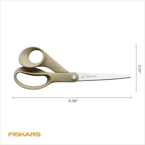 Miniatura 6 de Fiskars Tijeras de tela reciclada de 8 pulgadas - Tijeras de artesanía sostenibles y afiladas para costura - Corte de tela - Beige