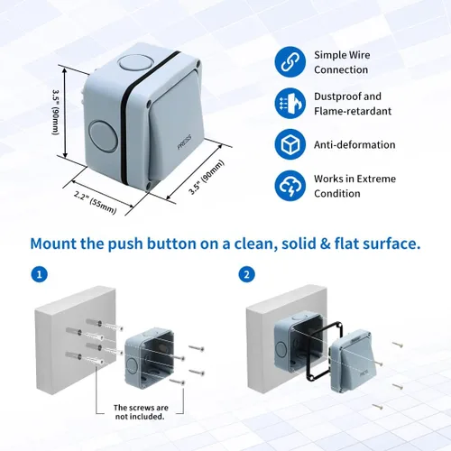 Miniatura 5 de TOPENS TC148 - Interruptor de liberación con cable montado en la superficie para abridor automático de puertas, sistema de control de acceso