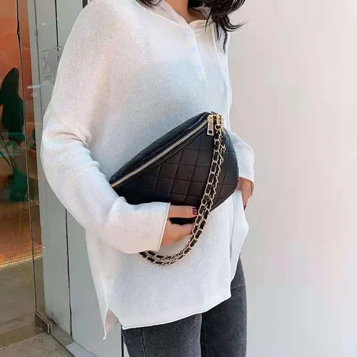 Miniatura 4 de Riñoneras para mujer, bolsa cruzada con correa ajustable para mujer, bolsa de cintura de cuero de moda, Negro -, Casual