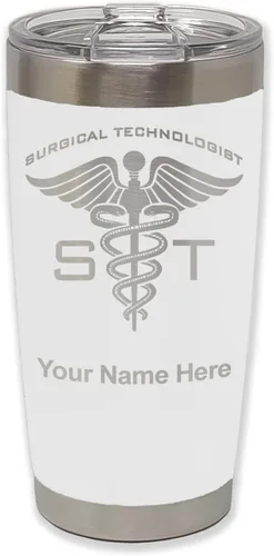 Miniatura 31 de LaserGram Vaso aislado al vacío de 20 onzas, ST Surgical Technologist, grabado personalizado incluido (gris)
