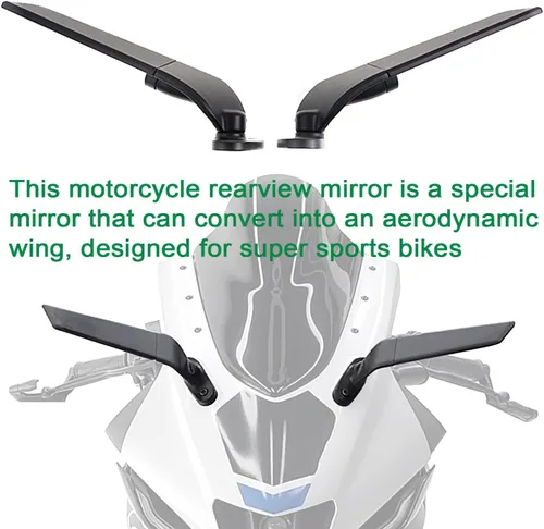 Miniatura 4 de Espejo retrovisor modificado para motocicleta, 1 par de espejos laterales giratorios ajustables, amplio ángulo de visión para Ninja 300 400 650 ZX6R