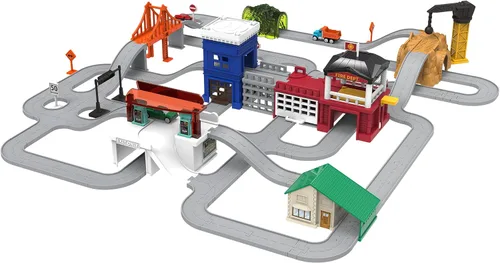 Miniatura 13 de Driven by Battat – Juego de pista de carreras plegable de 84 piezas con 6 autos mini – Incluye auto de carreras, camión monstruo y accesorios