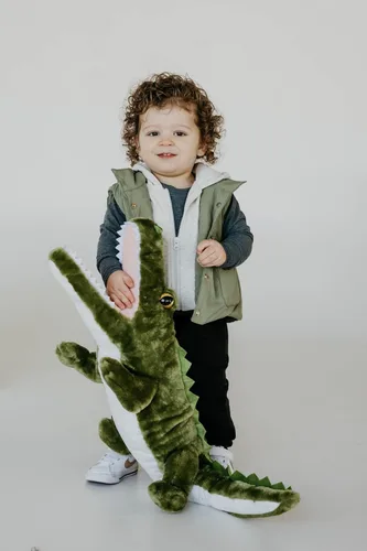 Miniatura 7 de The Petting Zoo Peluche de cocodrilo verde, regalos para niños, animales salvajes del zoológico Onez, juguete de peluche de cocodrilo de 34 pulgadas
