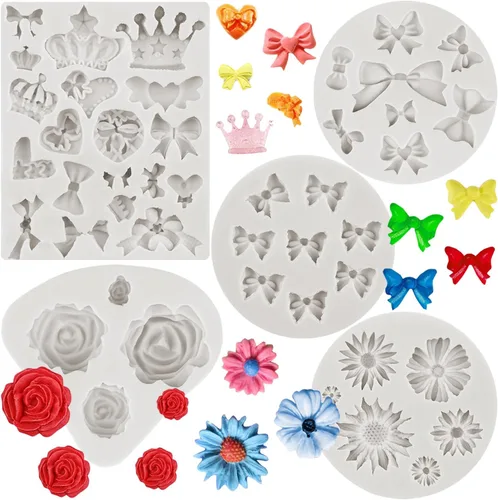 Sijiangmold Molde de fondant de flores, molde de silicona, moldes de silicona para decoración de pasteles, decoración de cupcakes, pasta de chicle
