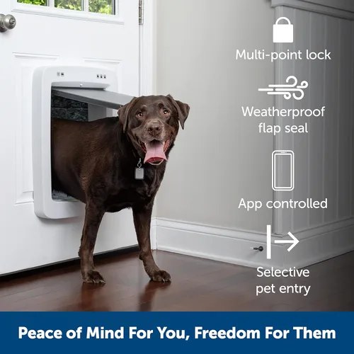 Miniatura 3 de Puerta para mascotas PetSafe SmartDoor controlada por aplicación (grande), hecha para múltiples mascotas, entrada y salida selectiva, control a