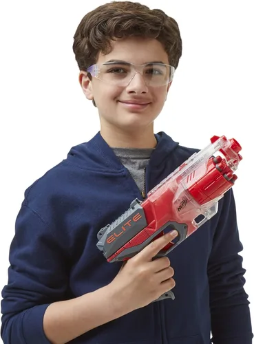 Miniatura 6 de NERF Elite Disrupter Blaster - Tambor giratorio de 6 dardos, Slam Fire, rojo translúcido (exclusivo de Amazon)